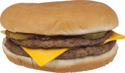 Double Deluxe Burger Isolated On Transparent Background