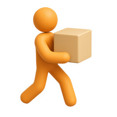 performance in creation labor concept. A person carrying a small box.