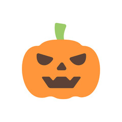 Flat style Halloween lantern pumpkin with spooky face. Ideal for Halloween decor, autumn icons, spooky party graphics, and festive seasonal visuals.