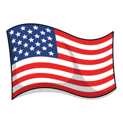 Fototapeta premium Dessin animé du drapeau américain flottant.