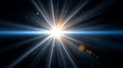 Fototapeta premium Celestial Light Stream Erupts Through Space Aperture, Creating Radiant Showers and Reflections