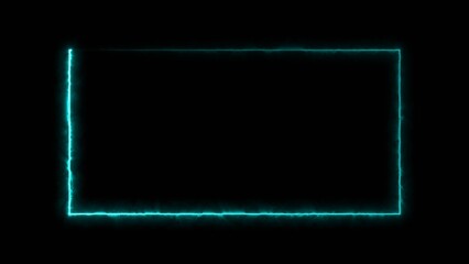 Rectangle line neon bright red color 4k illustration on black background. 