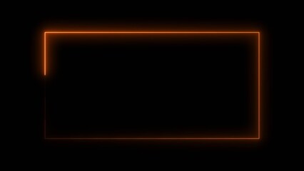 Rectangle line neon bright orange color 4k illustration on black background. © MDANAMUL