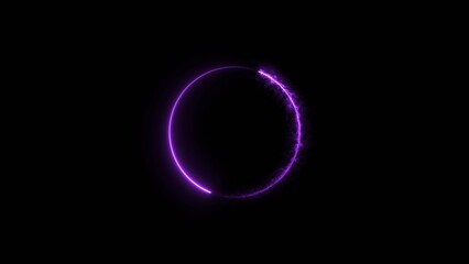 circle loading ber 4k illustration neon light on black background.	
