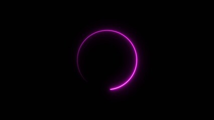 circle loading ber 4k illustration neon light on black background.	