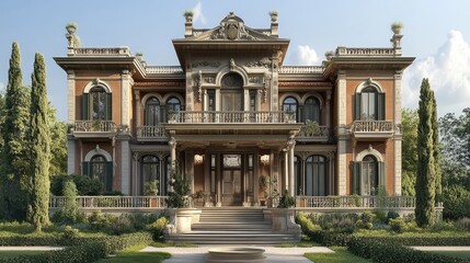 Fototapeta premium Grand Mansion Architectural Design Rendering