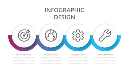 Vector infographic template design with circle infographic label design and 4 options or steps. 