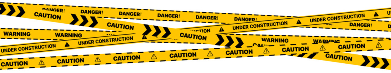 Hazard caution PNG banner with construction tape, editable signs, under repair zone design set
