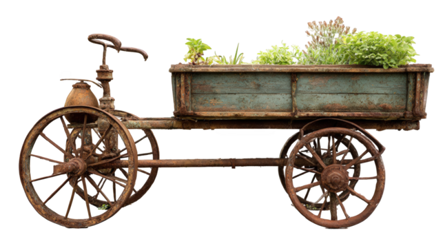 Rusted antique garden cart