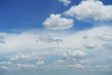 Beautiful clouds during spring time in a Sunny day. Blue sky and white fluffy clouds