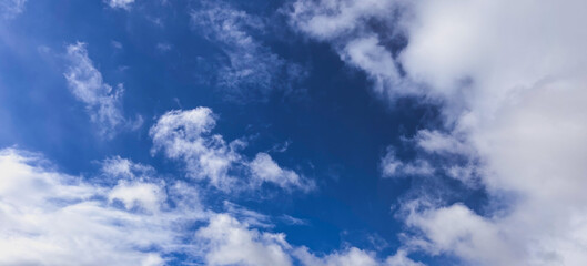 Panoramic View of a Blue Sky with Wispy Clouds