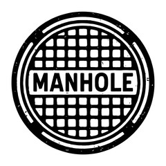 Vintage Distressed Manhole Cover Vector Illustration with Grunge Texture