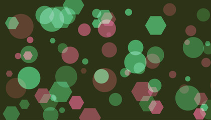 Abstract shapes colorful circles and hexagons graphic design elements.