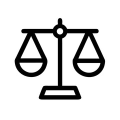 Illustration of a balance scale with two pans hanging from a central beam and a base for support