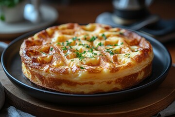 Savory Waffle Cake on a Plate