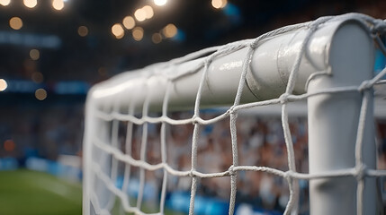 Close Up Shot of Soccer Goal Net with Blurred Background Detail. Ai Generated Images