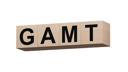 wooden cubes with the word gamt. Care concept.close up of wooden cubes,Business Concept.Supports PNG files with transparent backgrounds.