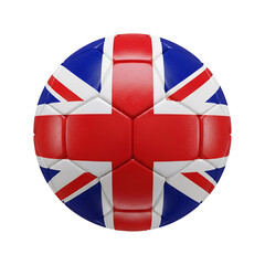 Football Soccer Ball with Union Jack Flag Design on a Black Background for Sports Theme