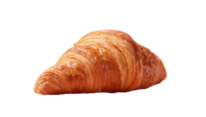 Single croissant, golden brown, flaky layers
