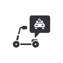 Modern Electric Scooter Icon Communicating Ride Sharing Information Through Dialogue Bubble
