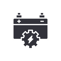 Automotive Battery Symbol With A Gear And Lightning Bolt Illustrating Electric Power