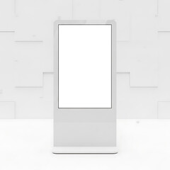 Outdoor Touch Screen Kiosk Mockup – Interactive White Self-Service Digital Display Stand