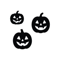 Set of Halloween Pumpkins with Evil Grins for Spooky Decorations