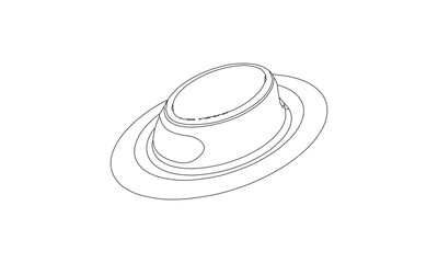 Line Drawing of a Hat with a Wide Brim – Minimalist Fashion Accessory Sketch