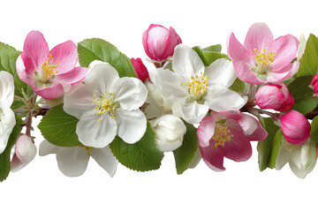 Pink and White Apple Blossoms Branch Border
