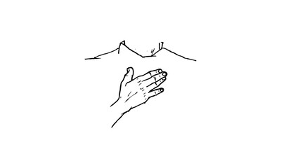 Hand on Chest Line Drawing &ndash; Minimalist Gesture Illustration