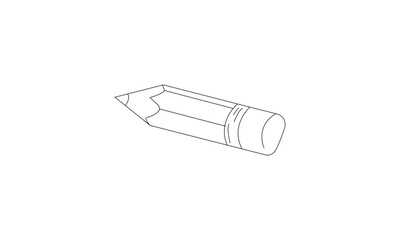 Outline Drawing of a Pencil – Minimalist Stationery Line Art Illustration