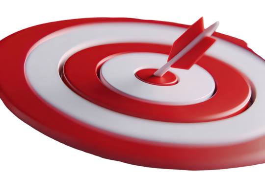 Red and White 3D Target with Arrow in Bullseye