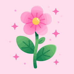 Fototapeta premium Delightful Pink Flower Bloom with Sparkles
