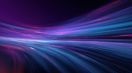 Vibrant photo of abstract background with neon light trails moving rapidly in space, featuring blue and purple colors, with a speed motion blur effect. an abstract, futuristic.