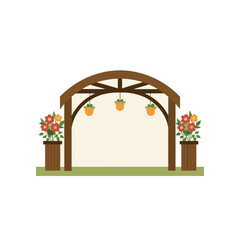 a rustic farm archway  made of weathered barn wood