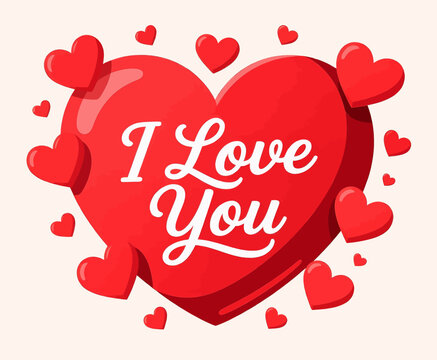 Romantic Valentine's Day Heart Illustration with Scattered Hearts