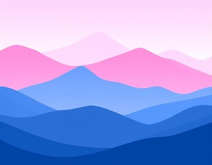 Pastel pink and blue layered mountains