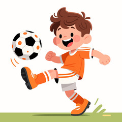 Young Boy Playing Soccer on Sunny Day