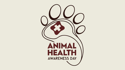 Animal health awareness day paw print with medical cross
