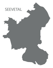 Seevetal city map with boroughs grey illustration silhouette shape