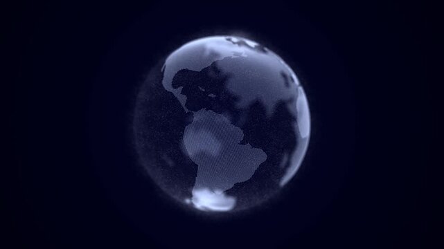 Virtual planet Earth with particles and lines. Network connection big data. Abstract technology blue background. 3D rendering.