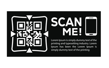 Promotional QR code graphic with &ldquo;Scan Me!&rdquo; text, smartphone icon, and placeholder content. Ideal for marketing, digital campaigns, and interactive print or web design templates.