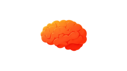 Orange and Red Human Brain Illustration on Transparent Background