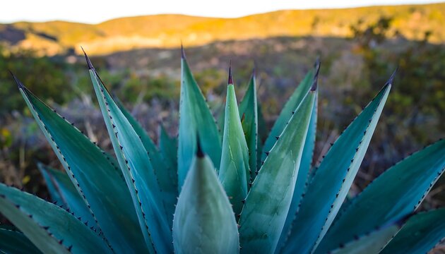 Close-up of agave plant with vibrant teal leaves - Powered by Adobe