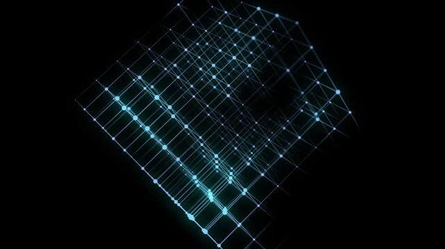Cyber network connection structure in the form of a cube. Technology connect big data. Science background. Abstract geometric 3D objects. 3D rendering.