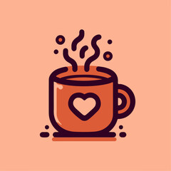 Illustration of a cup of coffee with a heart