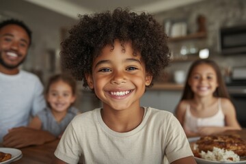 Joyful Family Enjoying a Meal Together at the Table