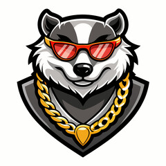 colorful illustration of a badger head mascot logo
