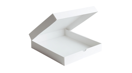 Open white square pizza box