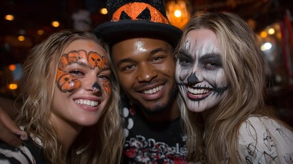 Fototapeta premium group of halloween people